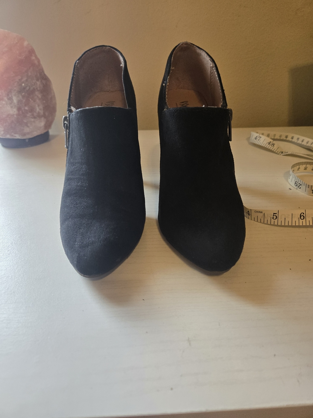 Mossimo Supply Co. Black Suede Ankle Booties with Side Zipper